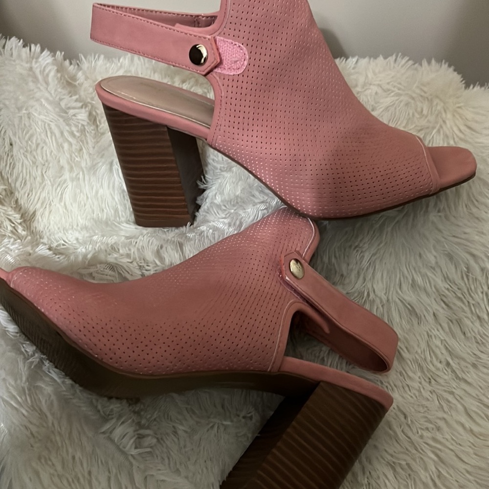 Pink Open Toe Open Heel. Block Heel Shoe - image 5